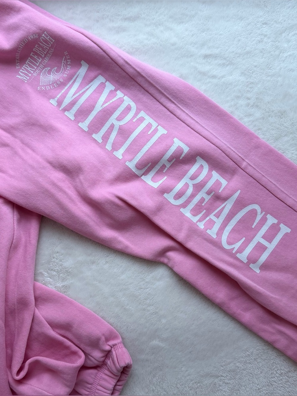 MYRTLE BEACH Pink Sweat pants with White Lettering
